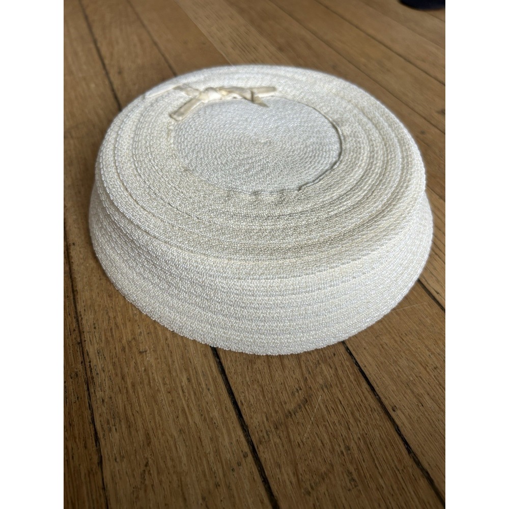 Vintage Denver Dry Goods Corp Ivory Womens Hat With Bow Pillbox Hat